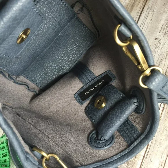 ANTHROPOLOGIE blue crossbody bag faux vegan leather - Picture 4 of 7